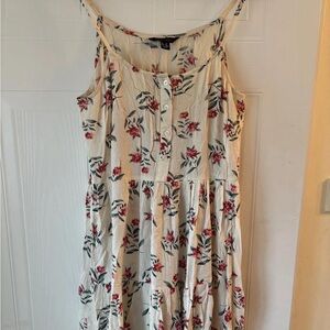 Floral Sleeveless Dress with Button Front